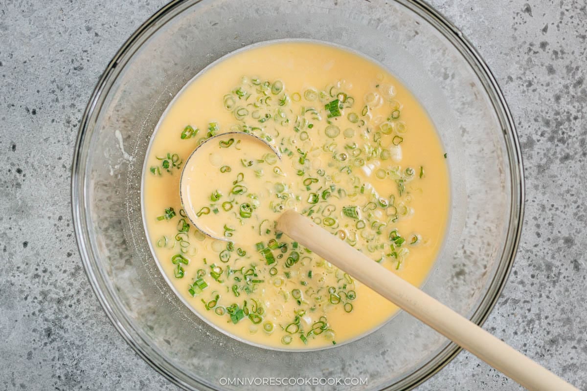 green onions into the batter