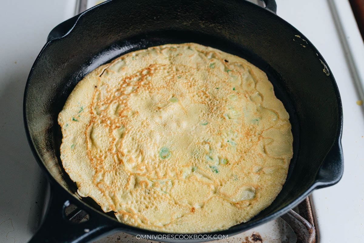 cooked Egg and Green Onion Crepe