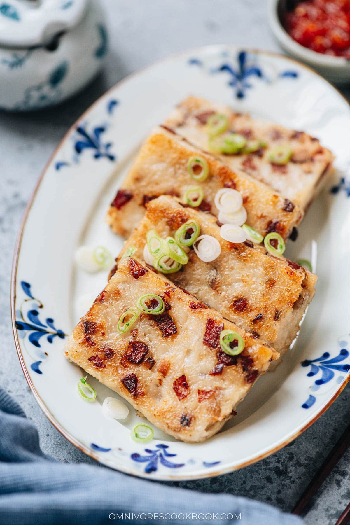 Chinese turnip cake close up