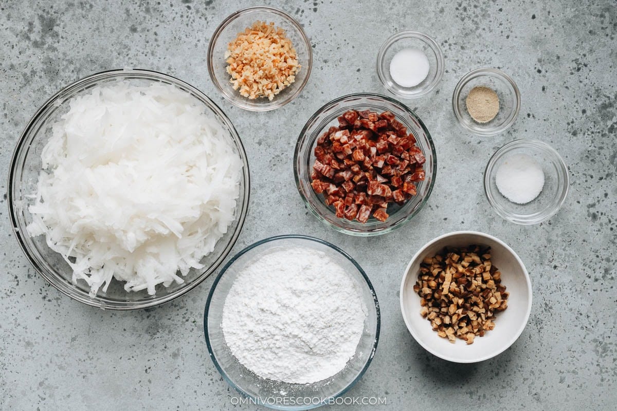 Chinese turnip cake ingredients