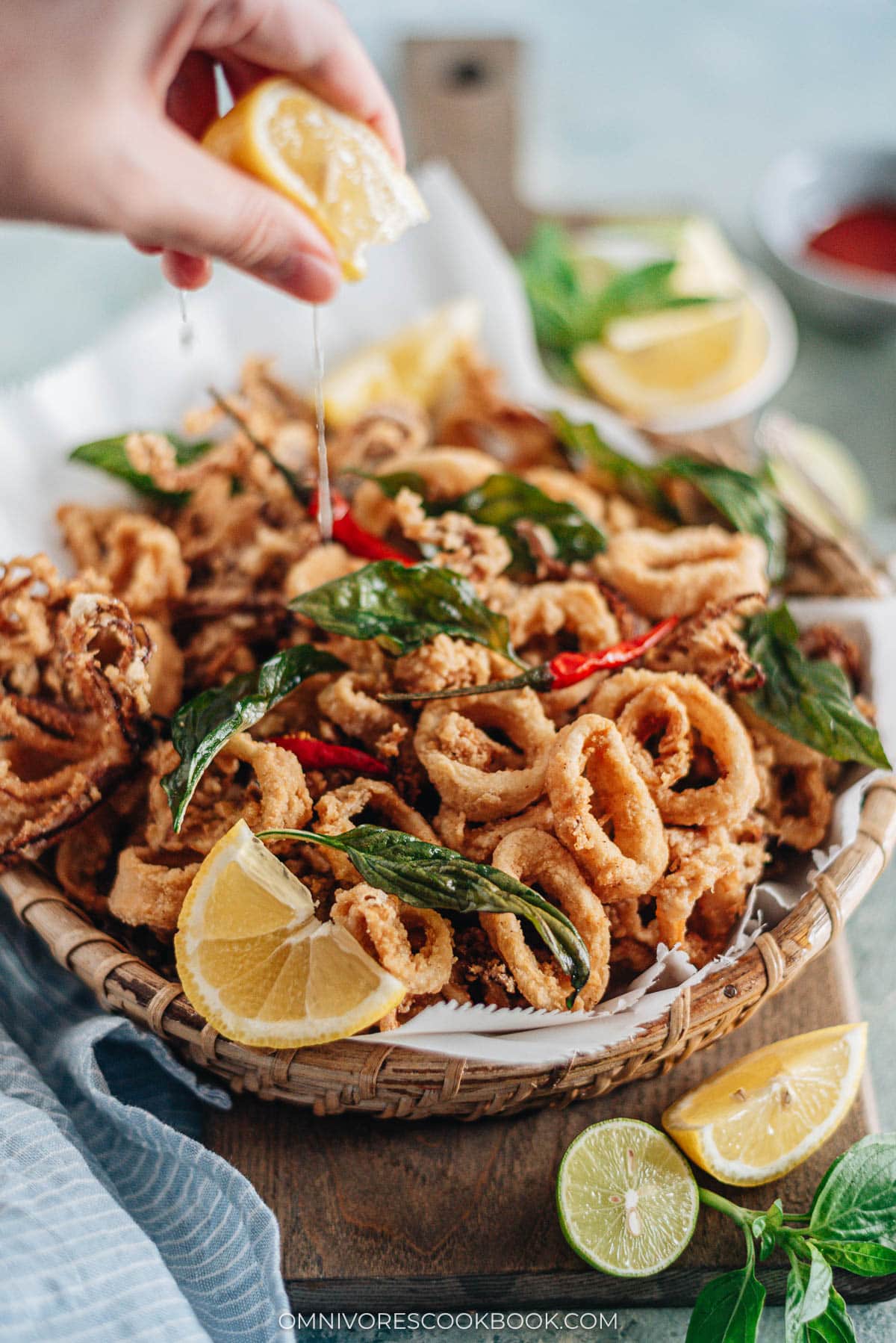 Salt and Pepper Squid with lemon