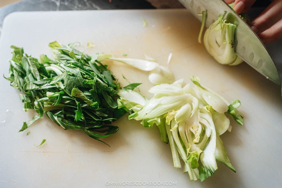 How to cut baby bok choy for stir fry