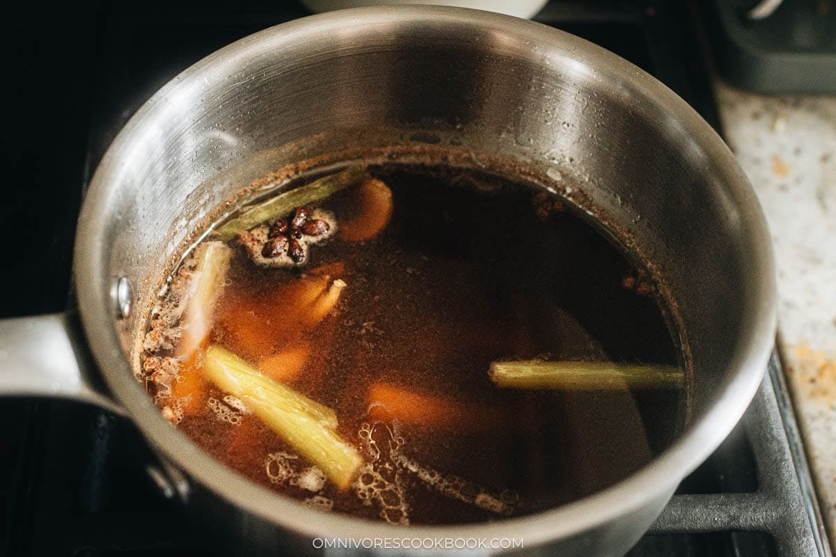 master broth cooking in a pot