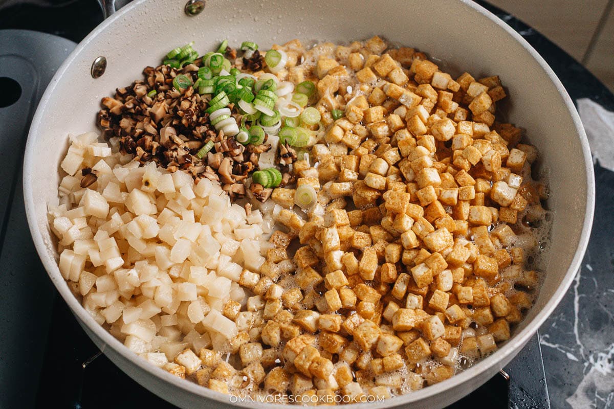 cook the aromatics and the rest of the veggies