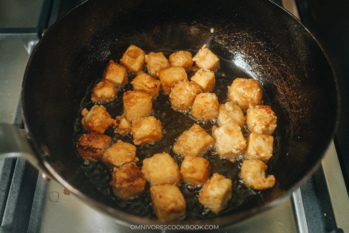 Pan fry the tofu