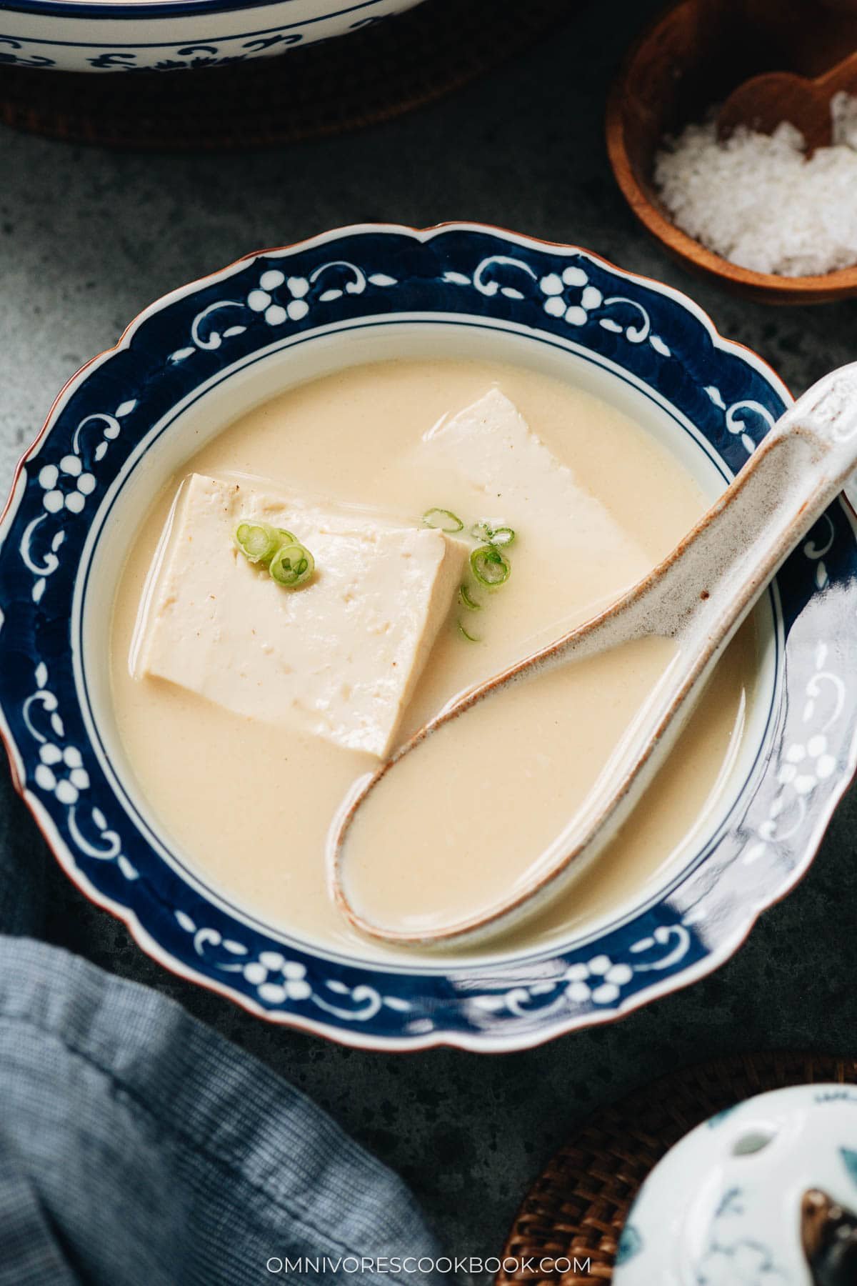Bowl of Chinese fish soup with tofu