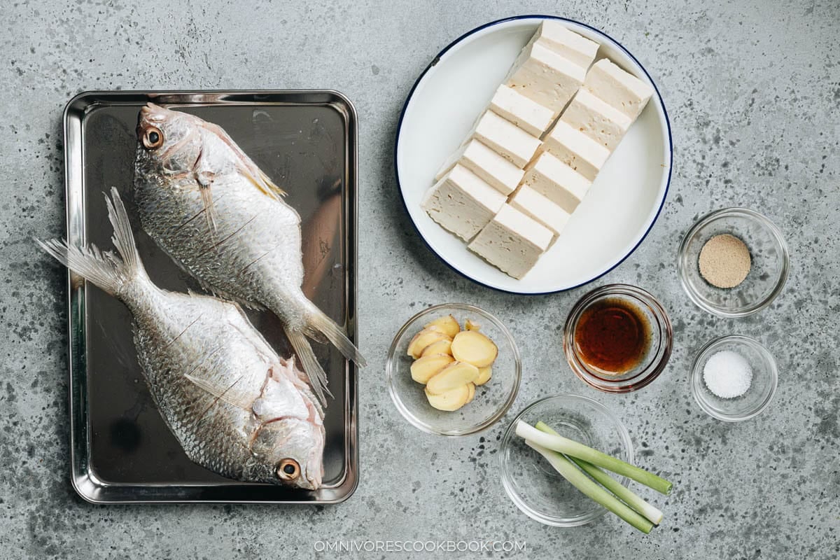 Ingredients for Chinese milky fish soup