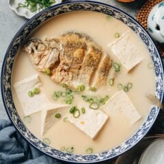 Milky fish soup is a famous soup for postpartum recovery in Traditional Chinese Medicine (TCM) and it’s a soup I frequently make when recovering from a cold. Made with just a few ingredients, the soup is comforting and nourishing. My recipe explains all the key points to get a milky white soup without actually using any cream or milk.