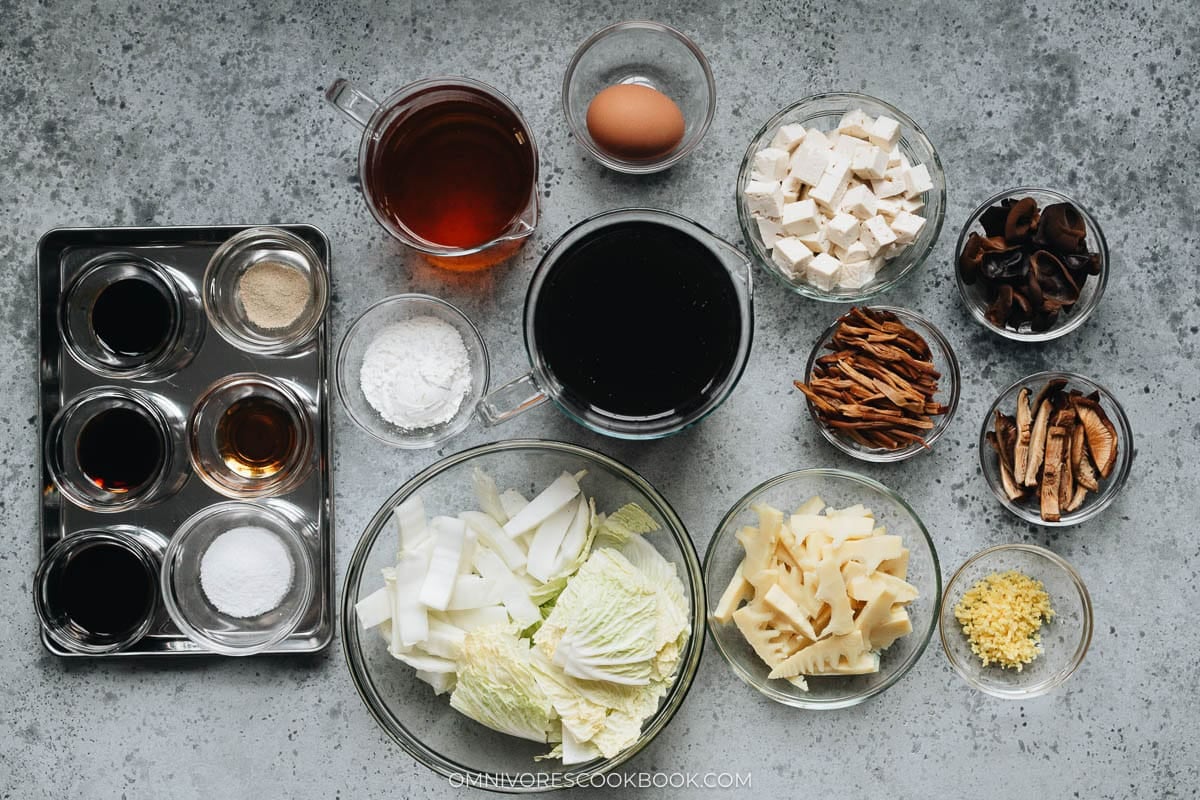 Vegetarian Hot and Sour Soup ingredients

