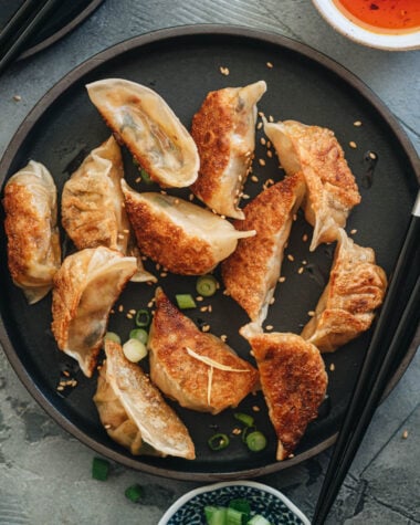 Raw and cooked homemade vegan dumplings