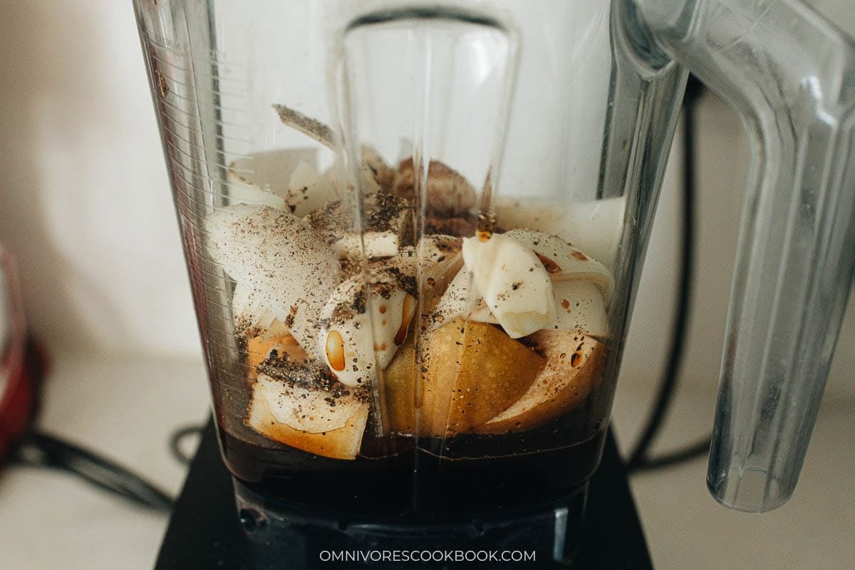 blending the sauce ingredients