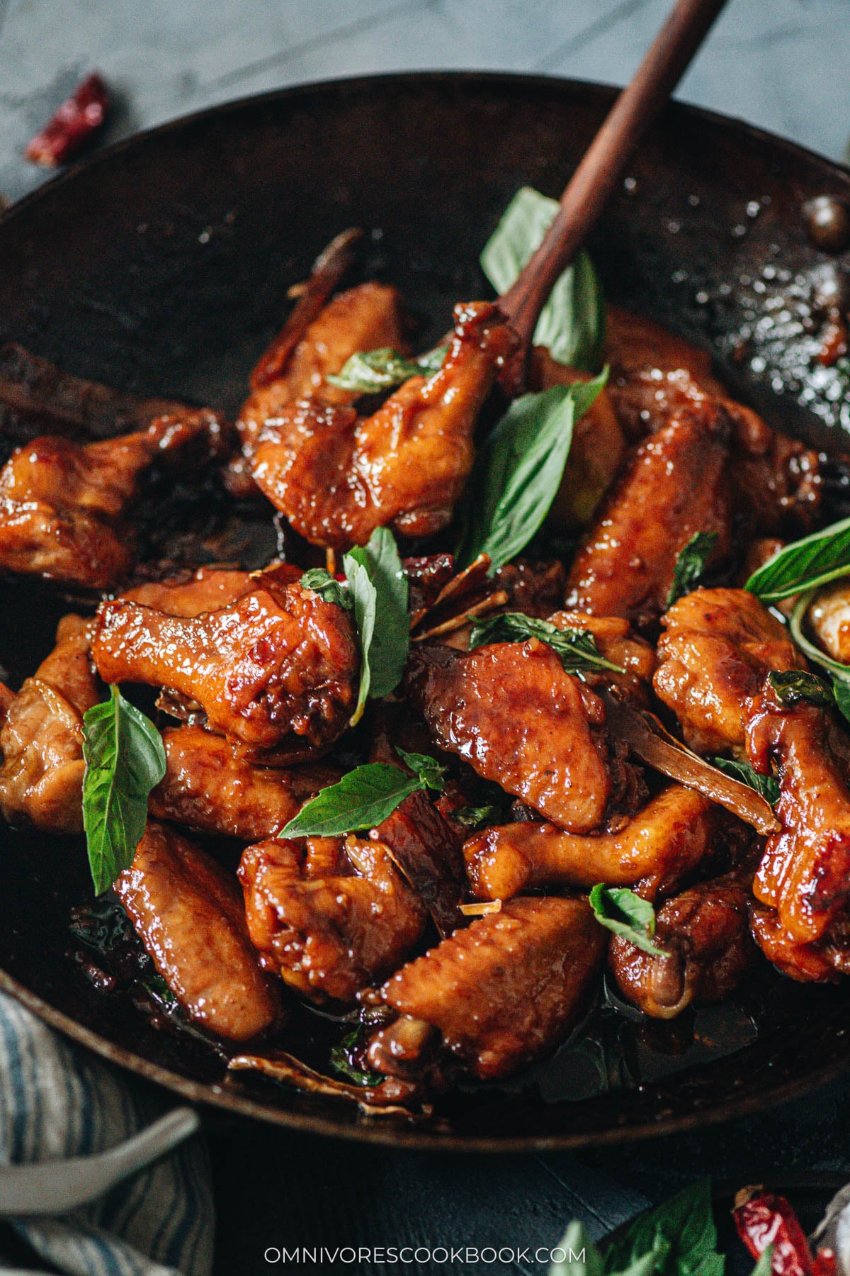 Three cup chicken close-up