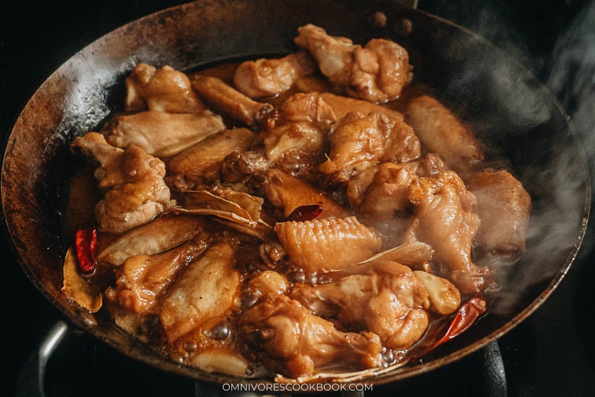 Braising the chicken