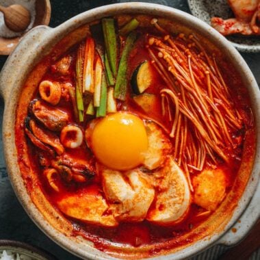 Korean soft tofu stew with seafood