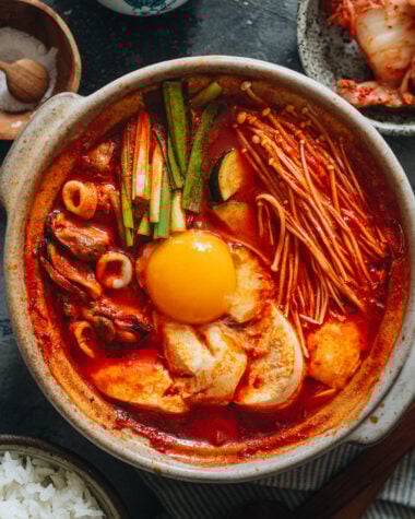 Korean soft tofu stew with seafood