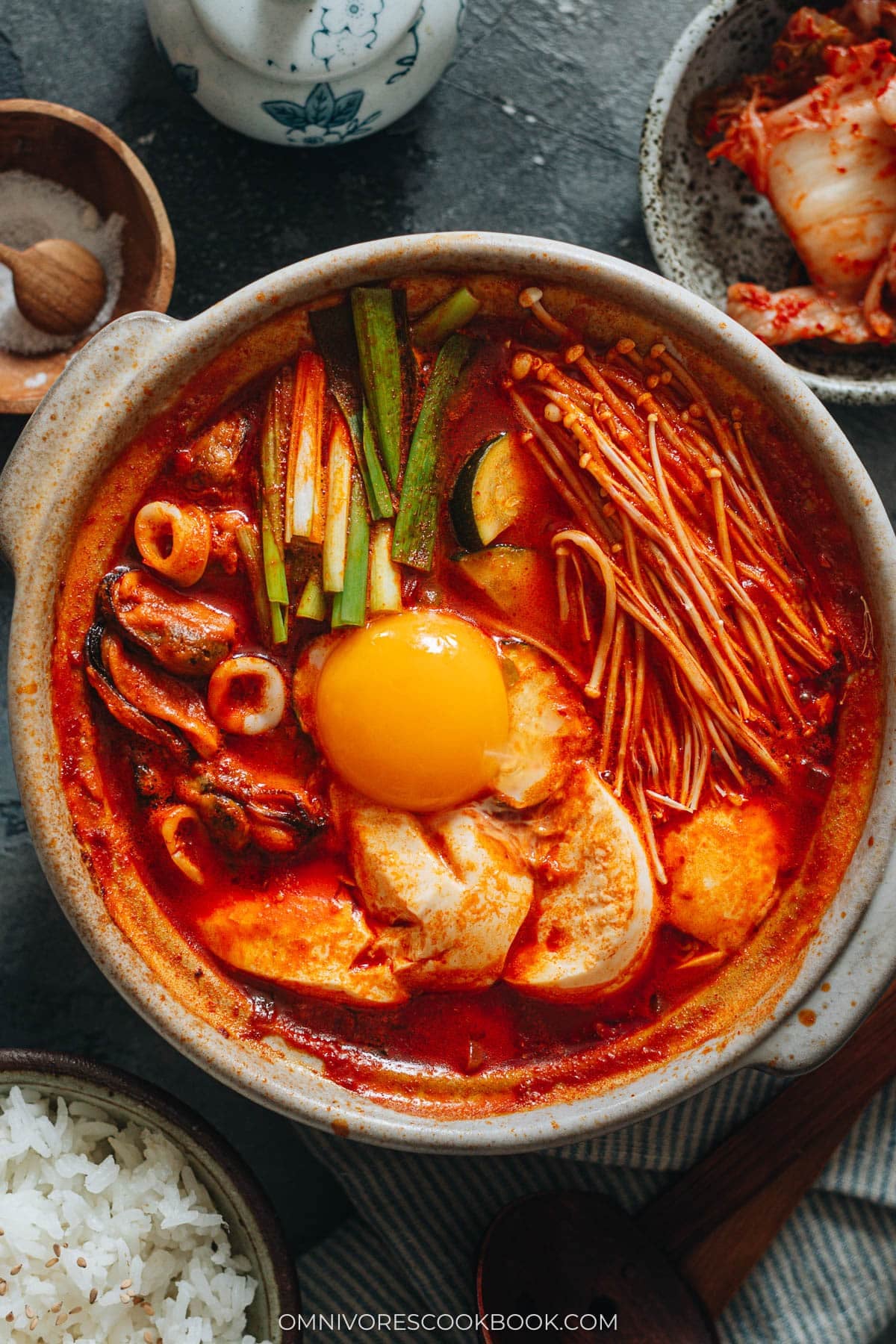 Korean soft tofu stew with seafood