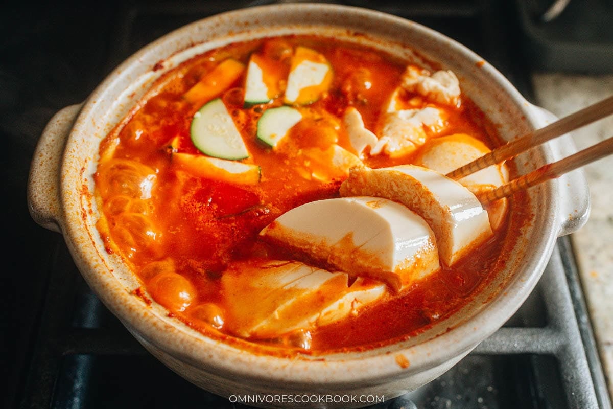 adding the sliced tofu