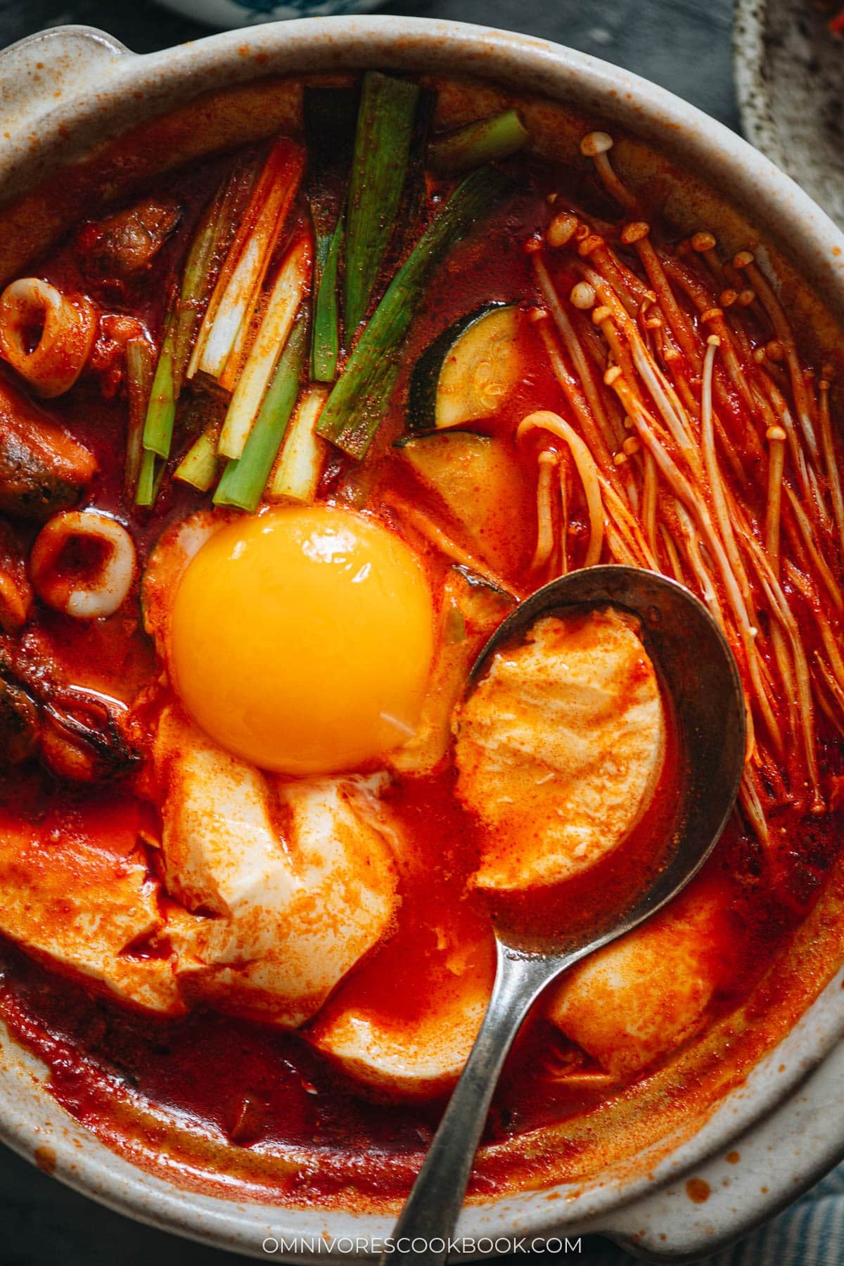 Korean soft tofu stew with seafood