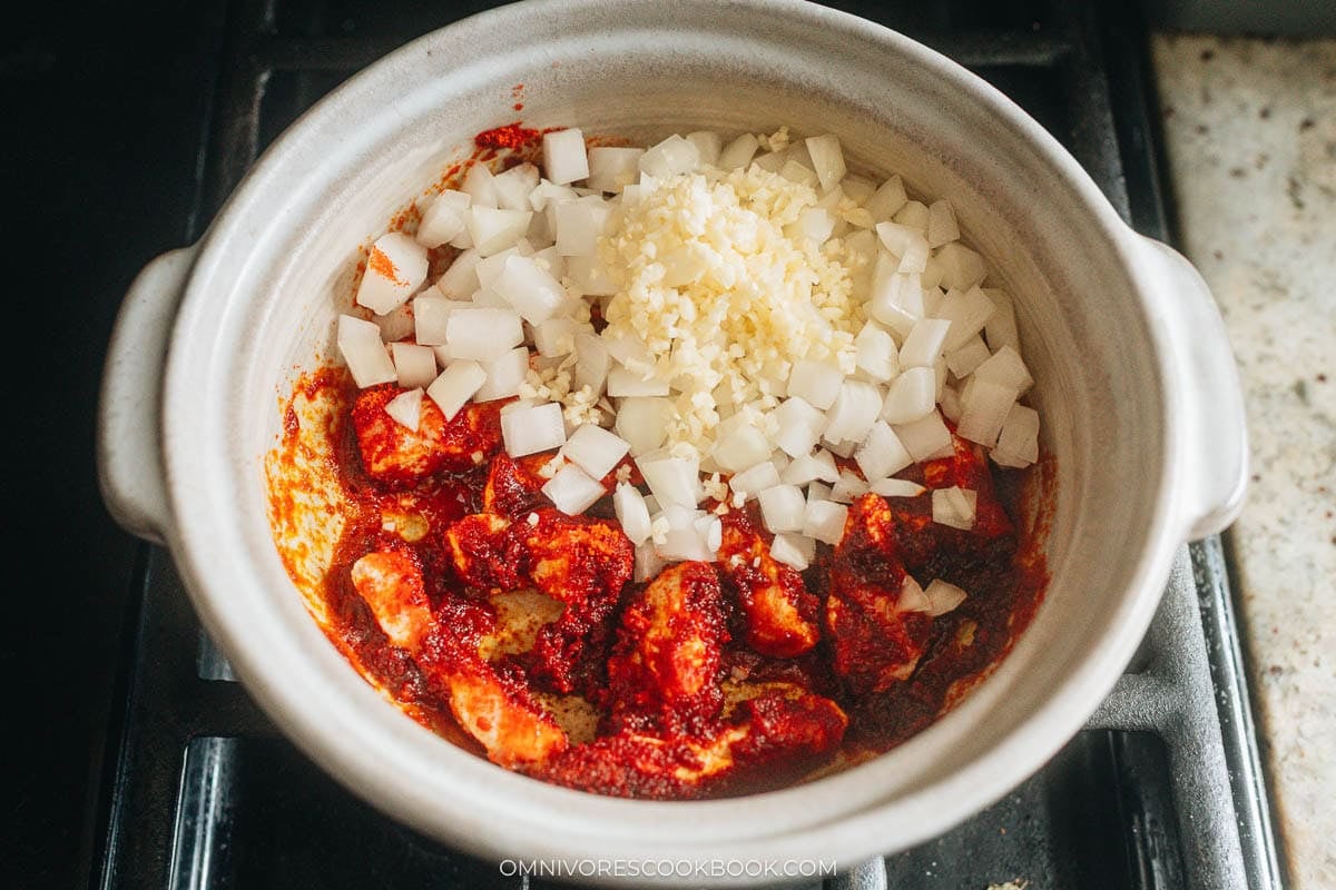 cooking onion and garlic