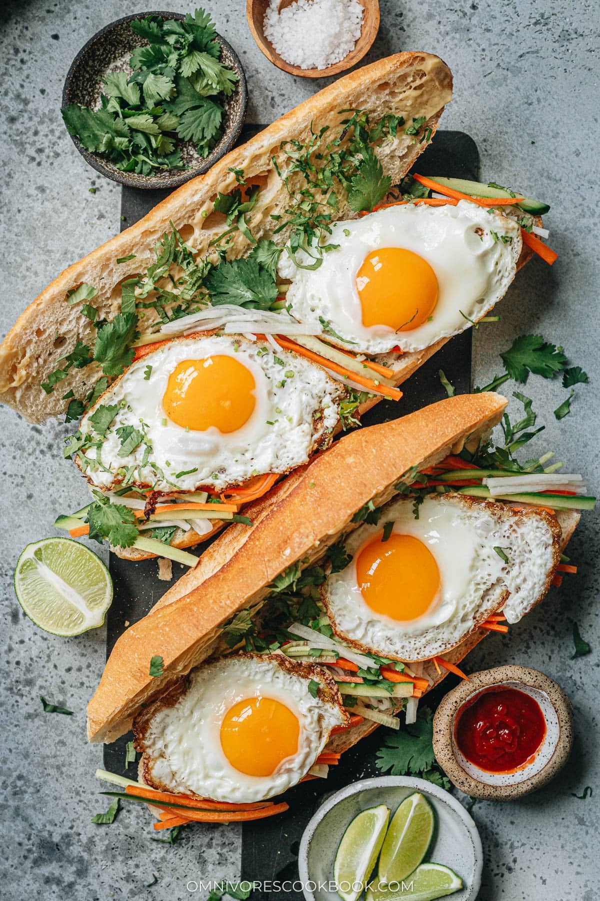 Two Egg Banh Mi Vietnamese sandwiches
