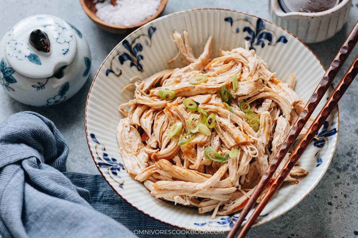 Instant pot shredded chicken in a bowl