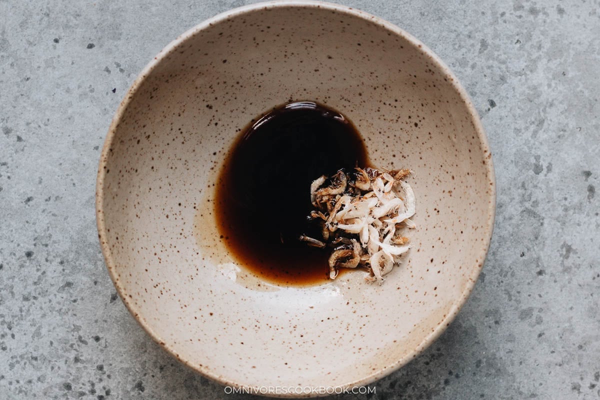 Soup base with sauces and dried shrimp