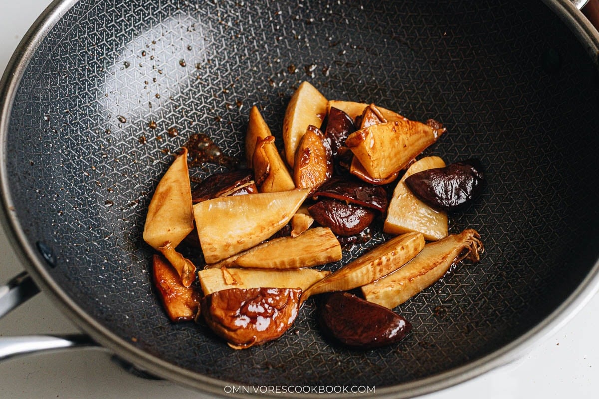 Finished cooking by reducing sauce