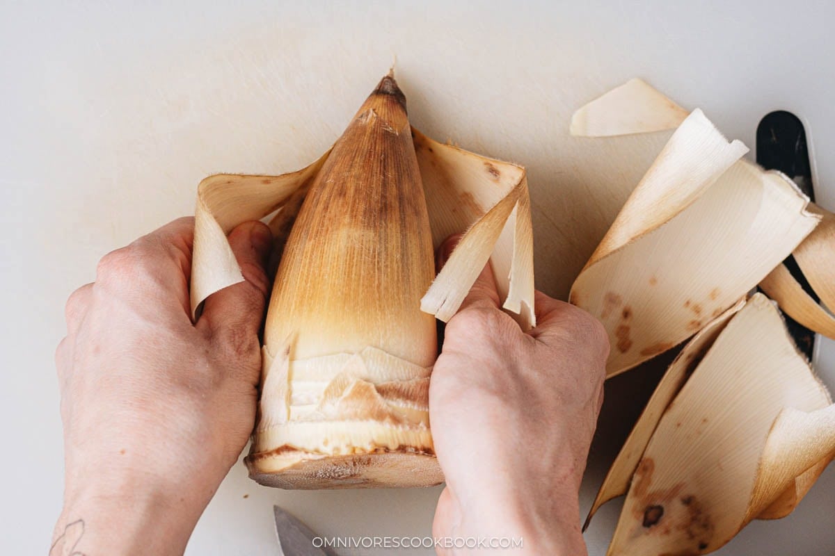 Peeling the tough outer skins