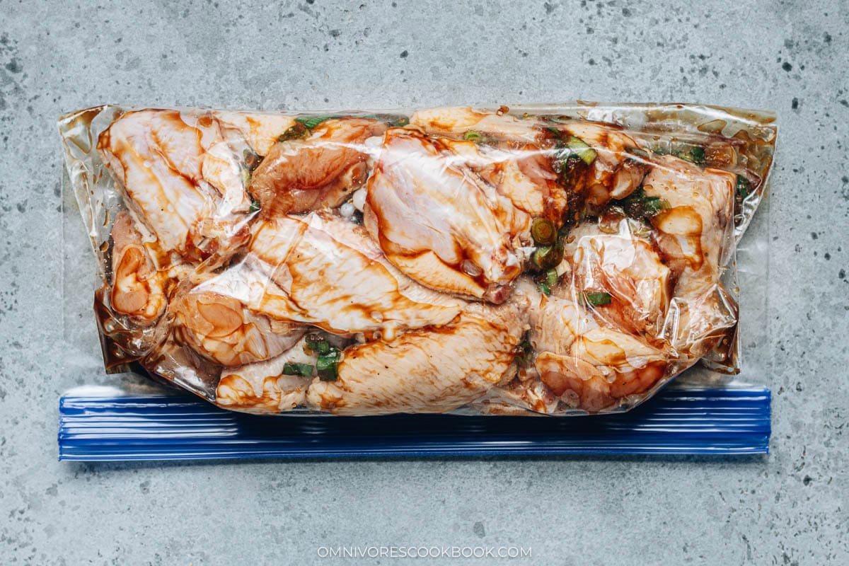 marinate the wings in a Ziploc bag