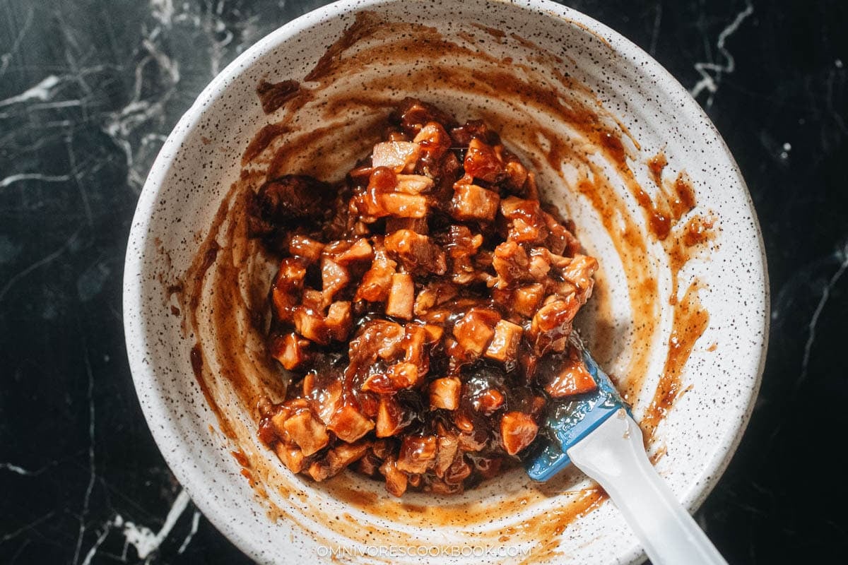 Char Siu Bao filling in a bowl