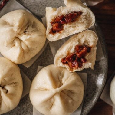 Char siu bao close-up