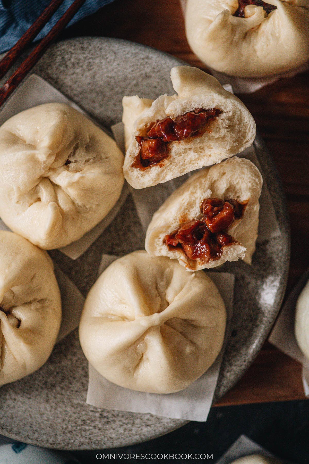 Char siu bao close-up