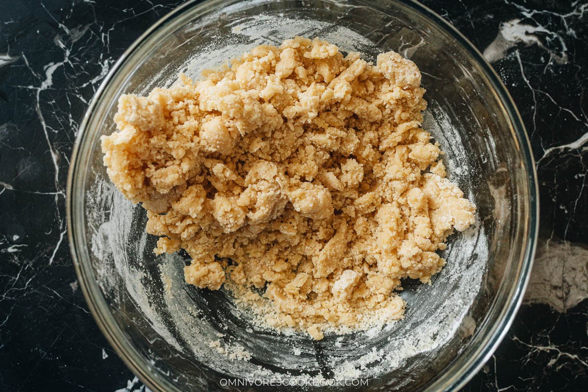 crumbly dough in a bowl