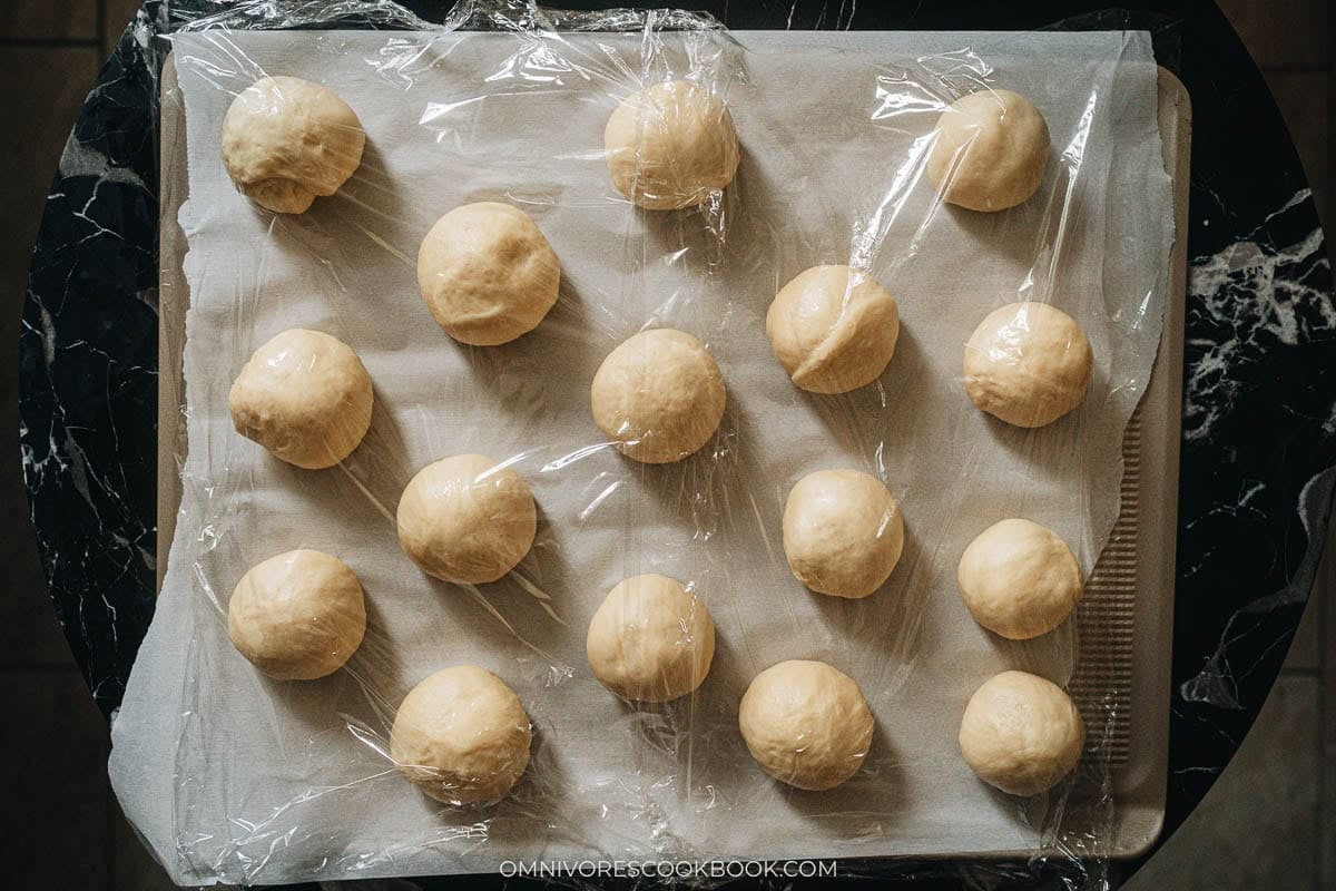 buns covered with plastic wrap