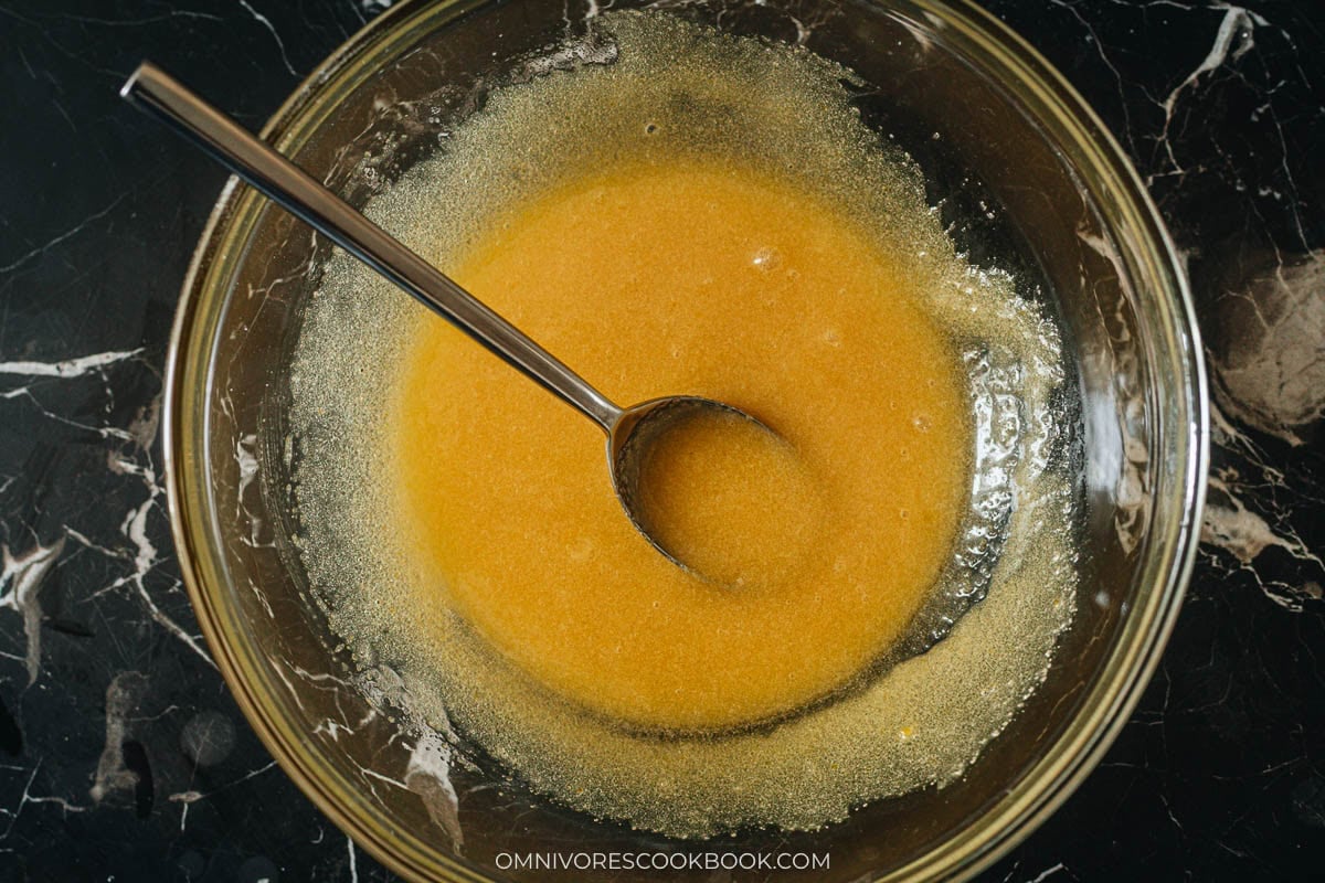 topping dough mixture in a bowl