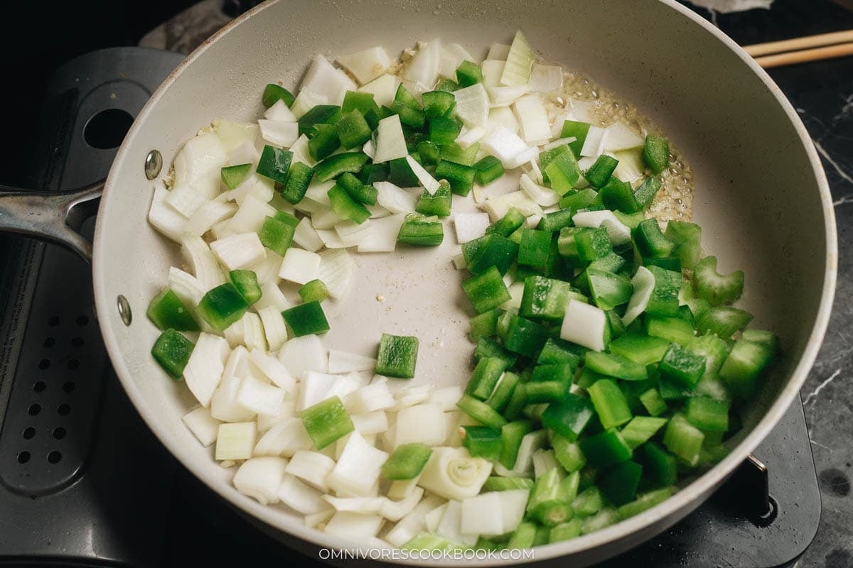 stir frying the veggies