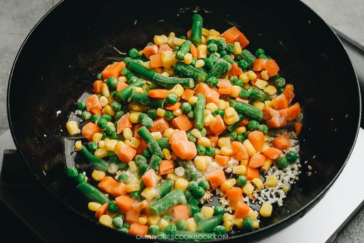cooking the frozen vegetables