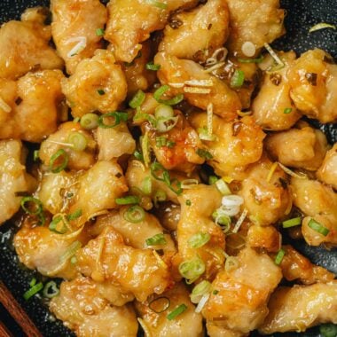 Chinese lemon chicken close up