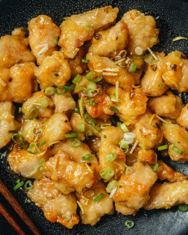 Chinese lemon chicken close up