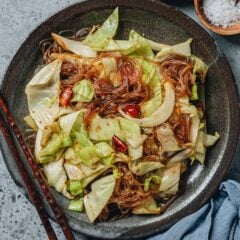 Cabbage Glass Noodles Stir Fry serve on a plate