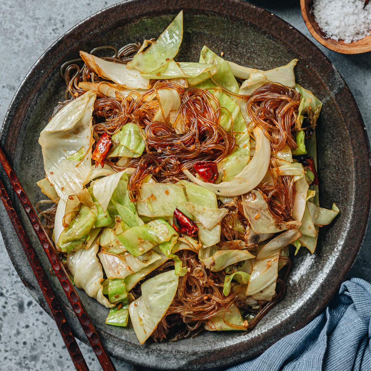 Cabbage Glass Noodles Stir Fry