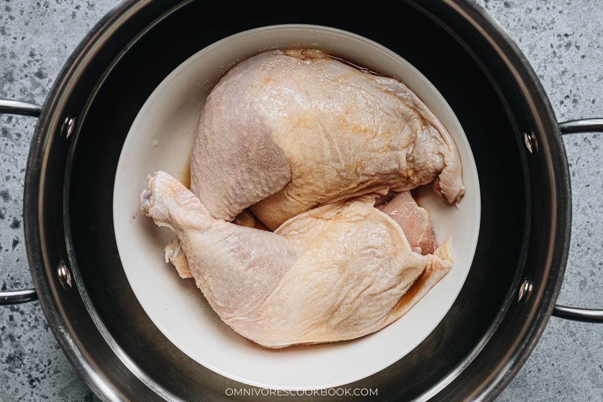 steaming the chicken