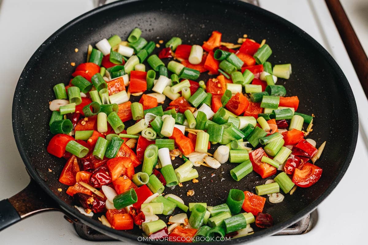 cooking the green onion
