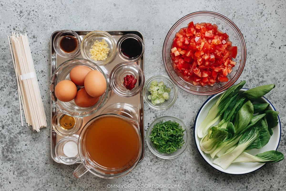 Chinese Tomato Noodle Soup ingredients