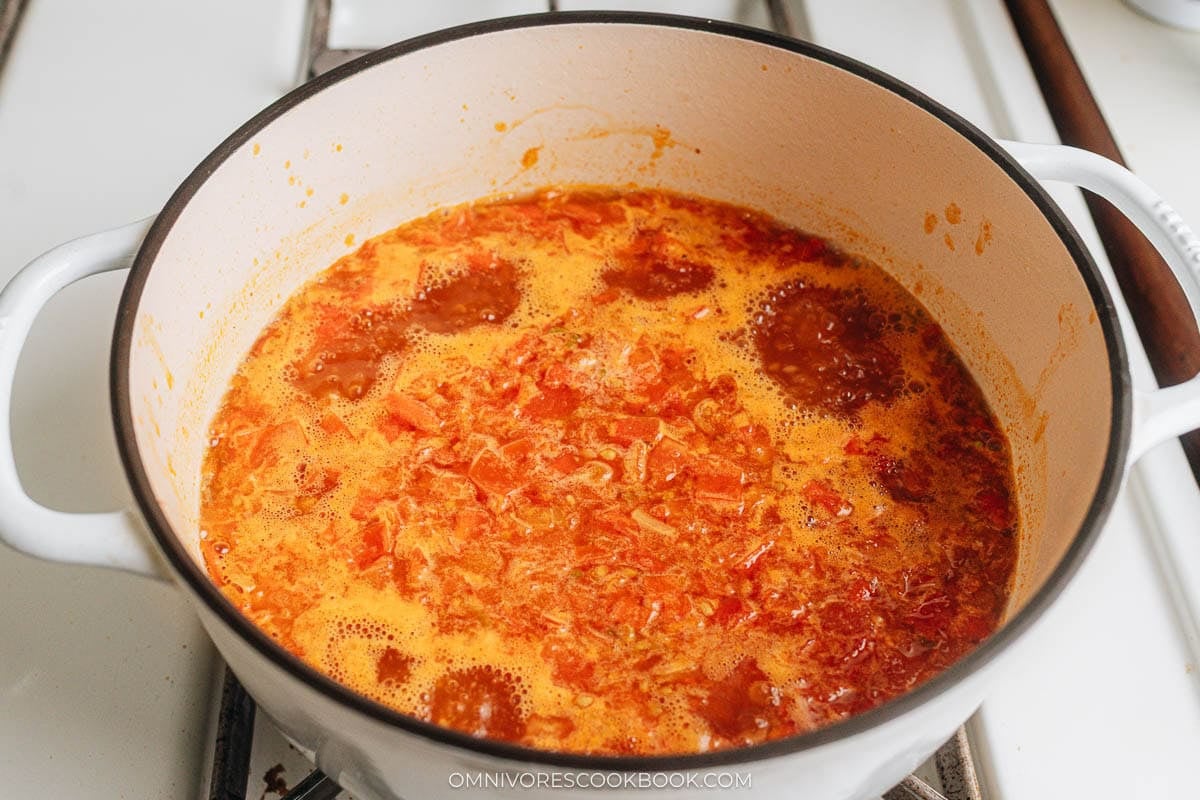 simmering the broth