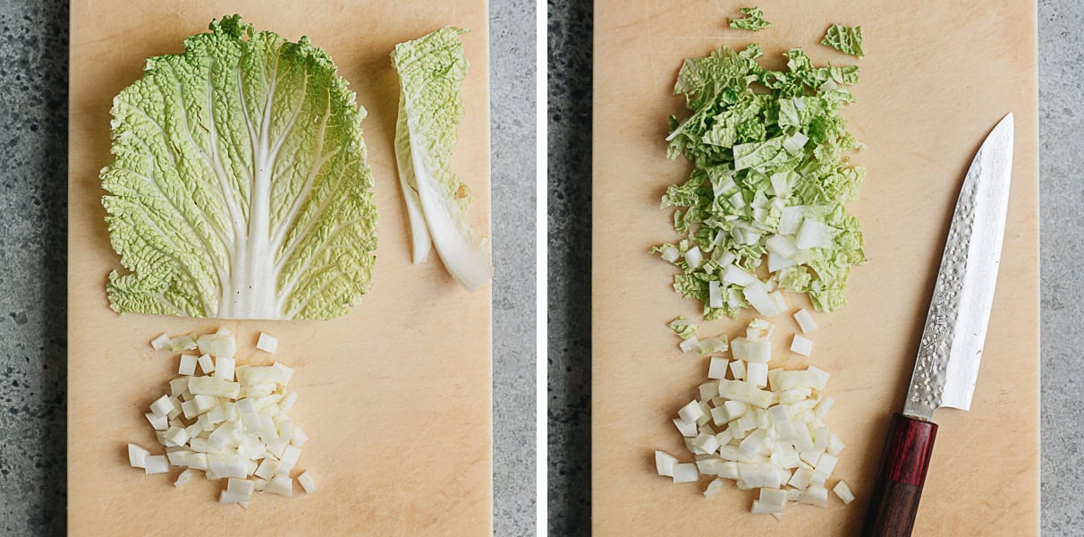 How to dice napa cabbage