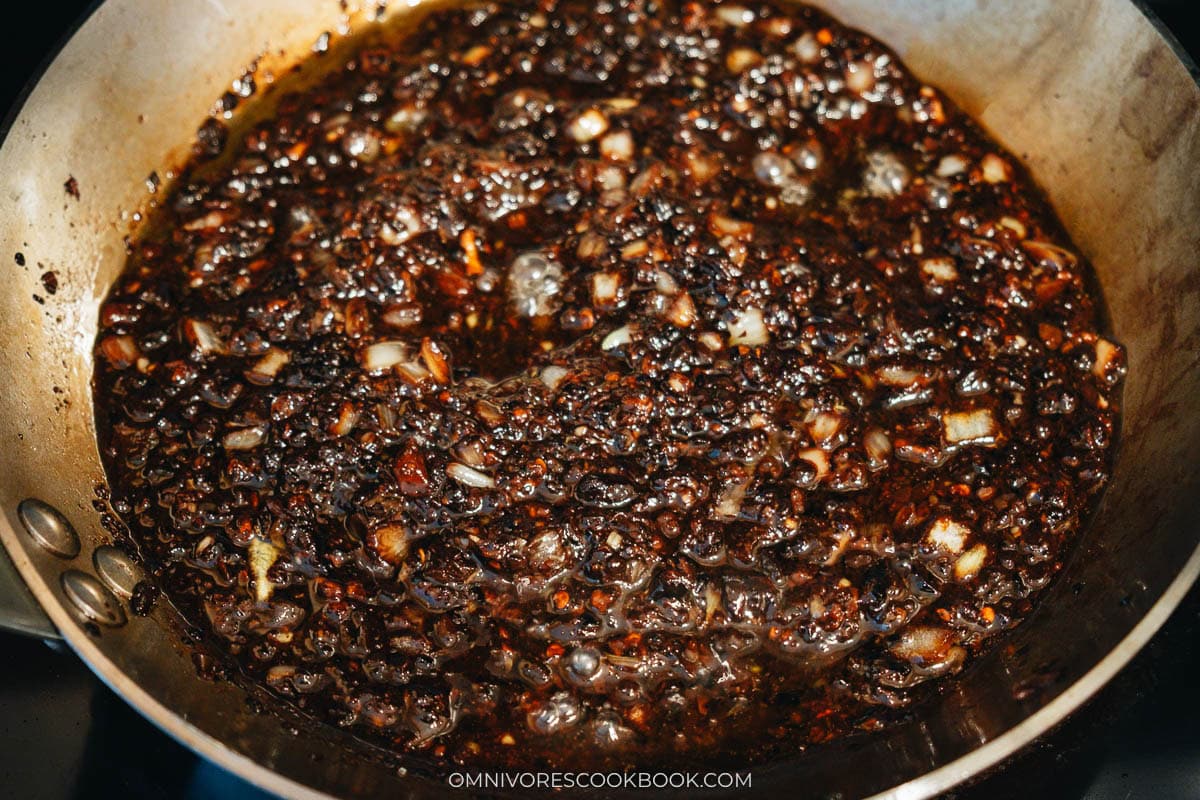 Black Bean Sauce in a pan