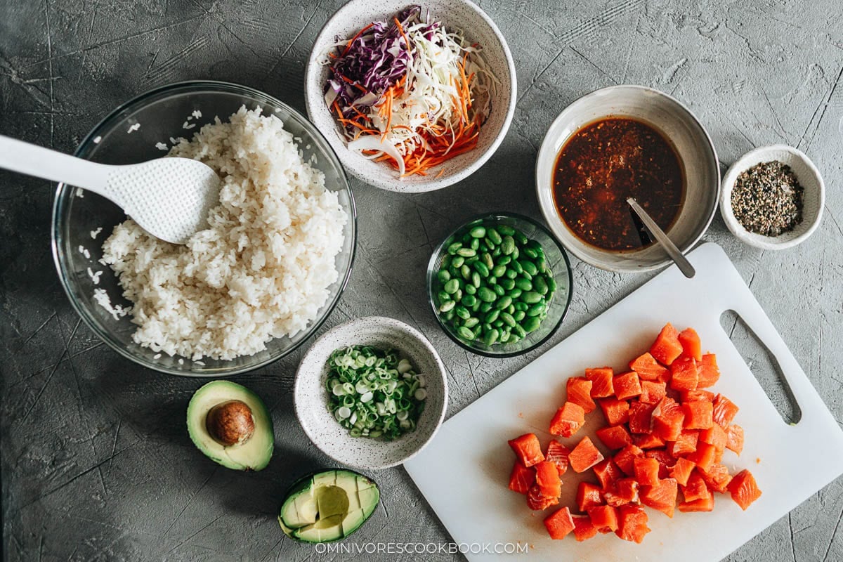 Salmon Poke Bowl ingredients

