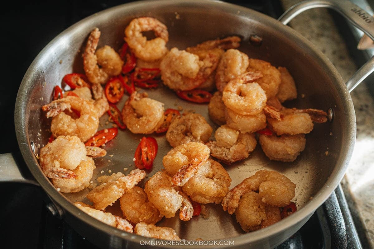 Salt and Pepper Shrimp with aromatics