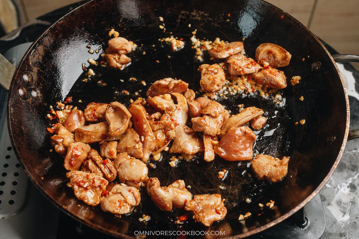 cooking the chicken bites
